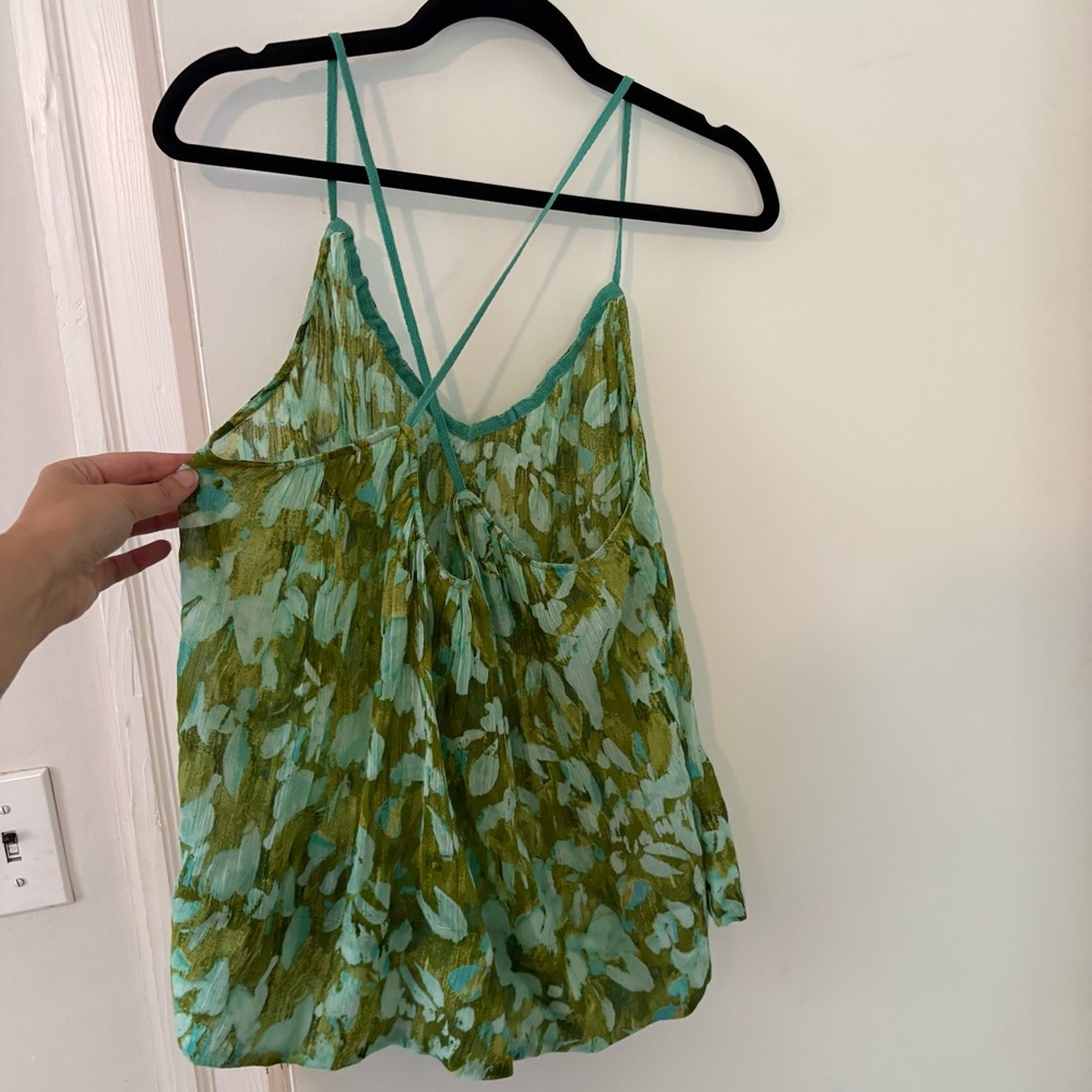 Anthropologie Green Motif Women's Tank Blouse - Picture 2 of 7
